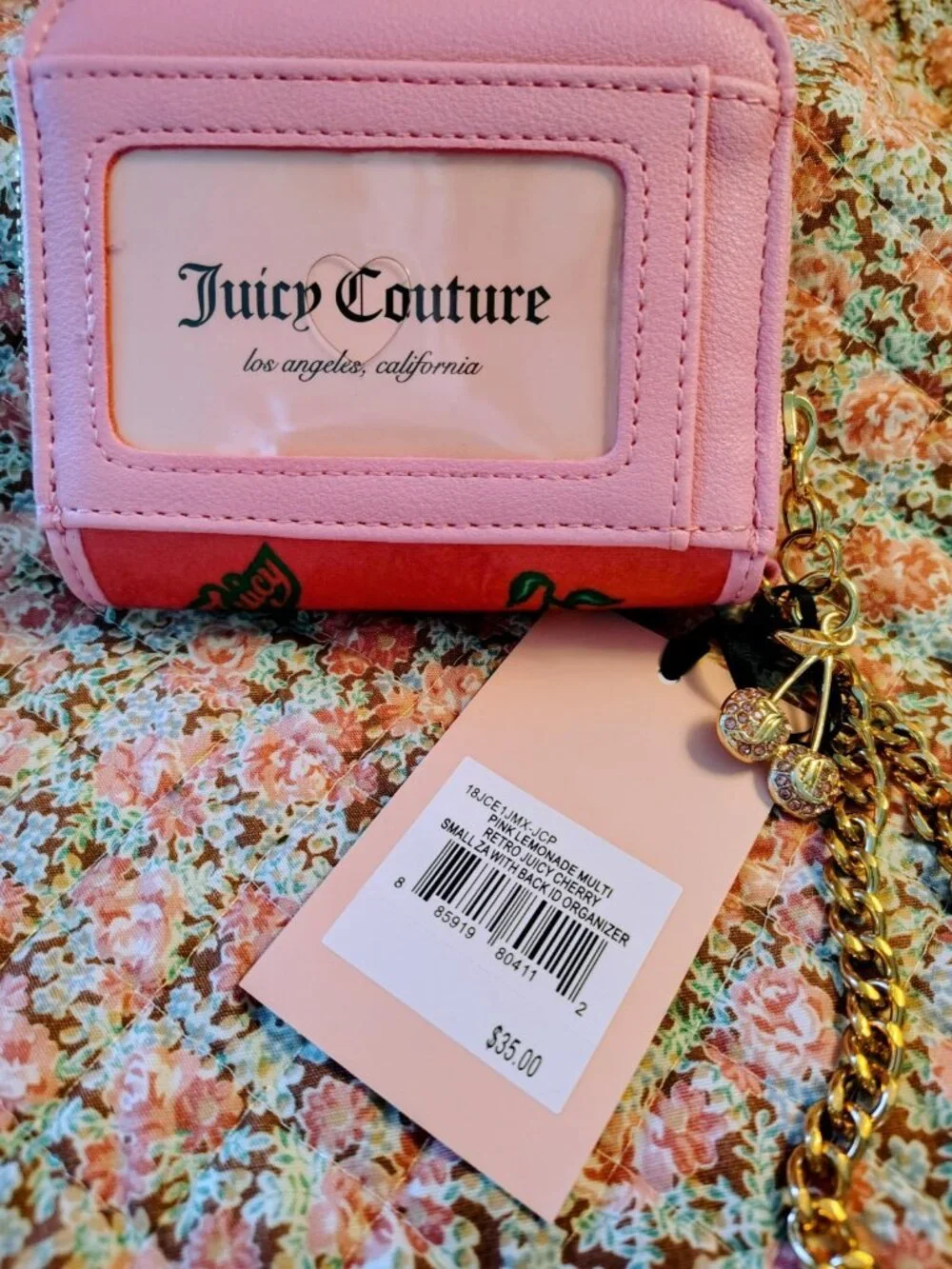 Juicy Couture Exclusive pink cherry blossom wallet Wristlet NWT